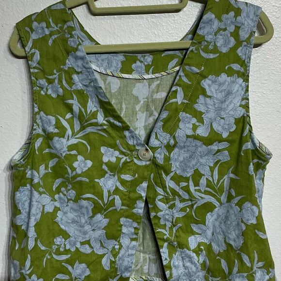 Anthropologie Maeve Green Floral London Sleeveless Blouse Sz L - Picture 8 of 12